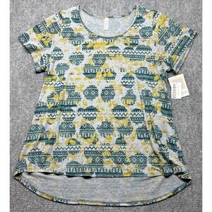 LulaRoe Classic T-Shirt Womens 2XL Multicolor Geometric Round Neck Short Sleeve